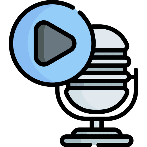 Play button podcast microphone music and multimedia icon