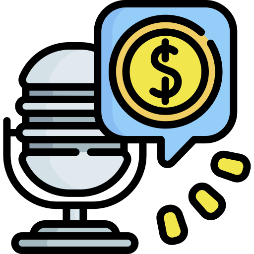 Podcast business and finance radio communications icon