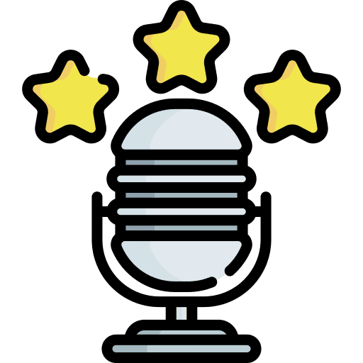 Podcast rating microphone audio icon