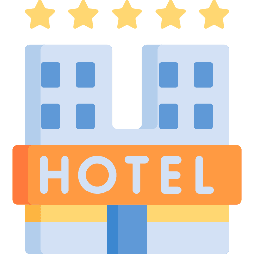 Hotel architecture and city hotel holidays icon