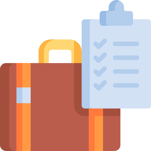 List travel luggage packing icon