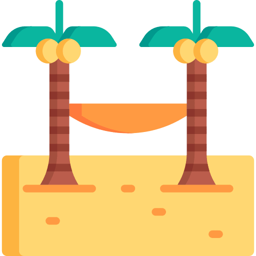 Hammock holidays palm tree sand icon