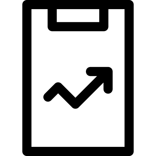 Clipboard tracking information line graph icon