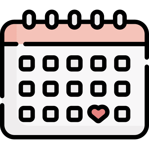 Calendar time and date heart valentines day icon