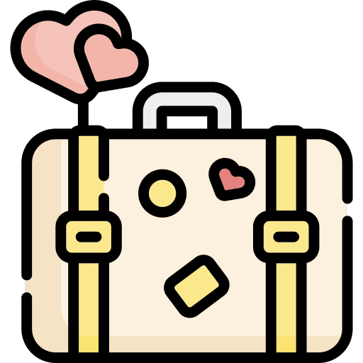 Honeymoon love and romance holidays luggage icon