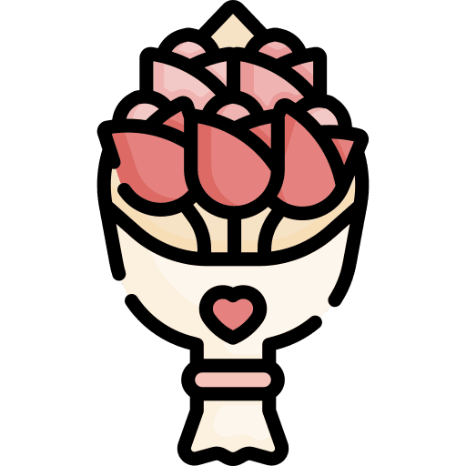 Flower bouquet love and romance present icon
