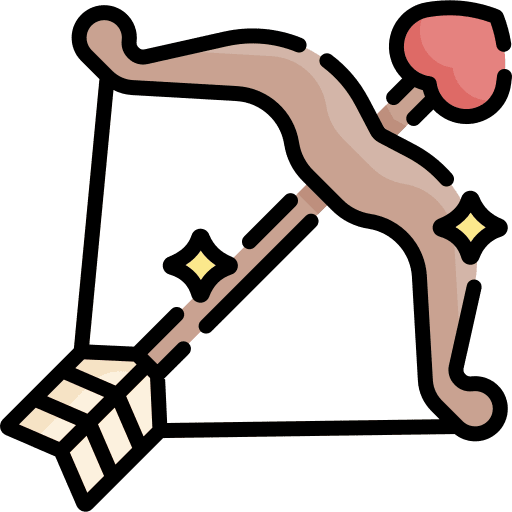 Bow love and romance fall in love arrow icon