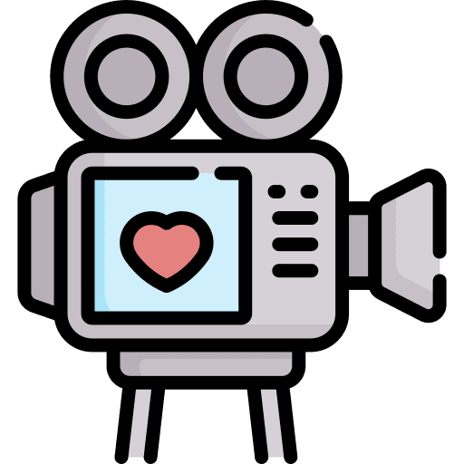 Video camera wedding valentines day heart icon