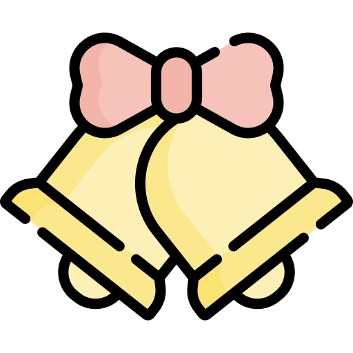 Wedding bells ornamental ribbon decoration icon