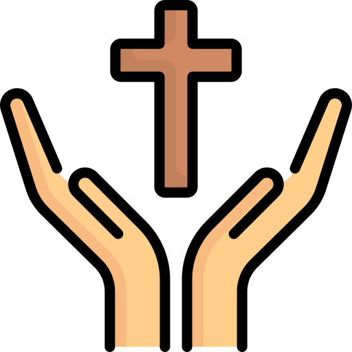 Hands cross prayer religion icon