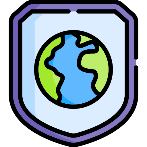Shield shield globe grid security icon