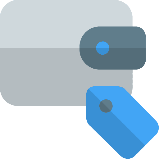 Labeled billfold card wallet icon