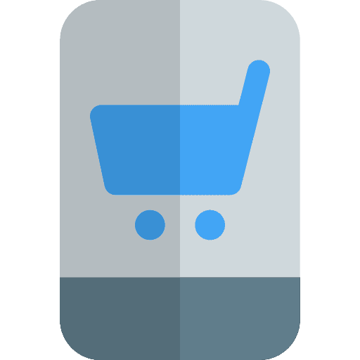 Mobile phone commerce and shopping ecommerce shopping cart icon