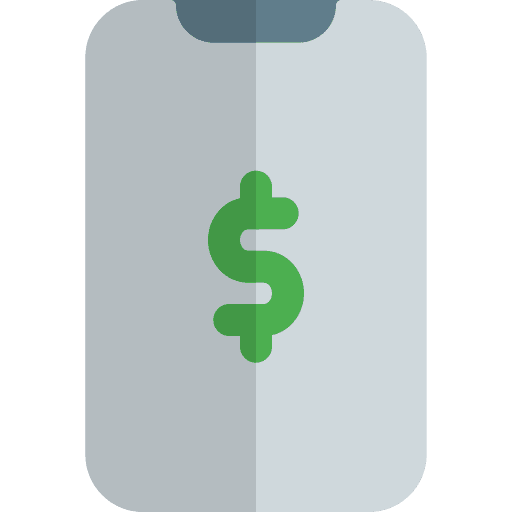 Phone dollar coin payment method icon