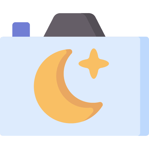 Night mode photo camera moon interface icon