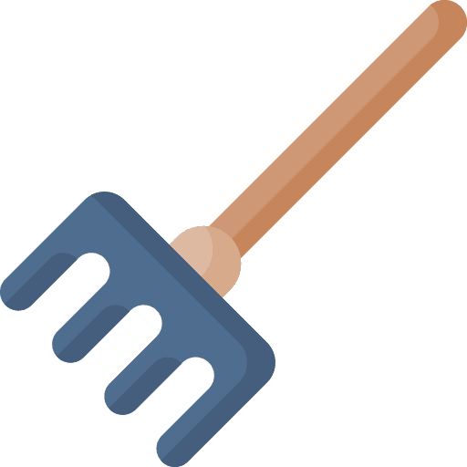 Rake equipment farming and gardening work tools icon