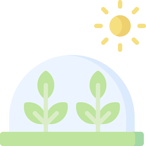 Greenhouse sprout farming and gardening sun icon