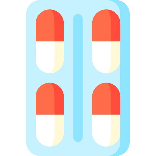 Pharmacy drug pack capsules icon