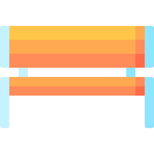 Bench shopping center architecture and city bench icon