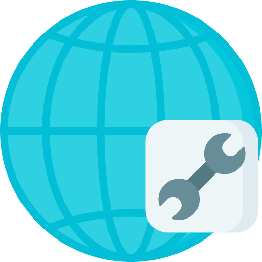 Maintenance wrench repair world grid icon