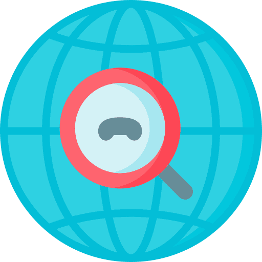 Match match world grid magnifying glass icon