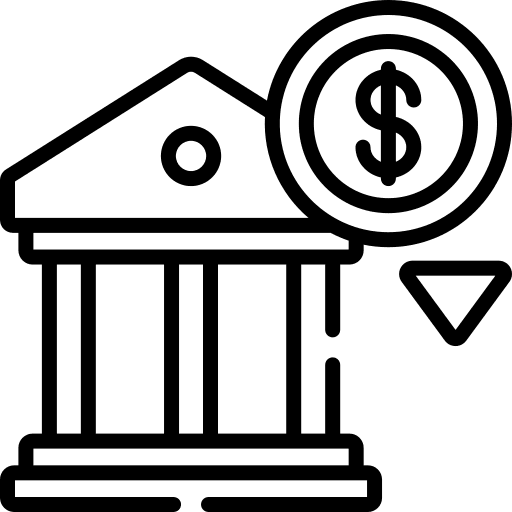 Bank bankruptcy economy crisis icon