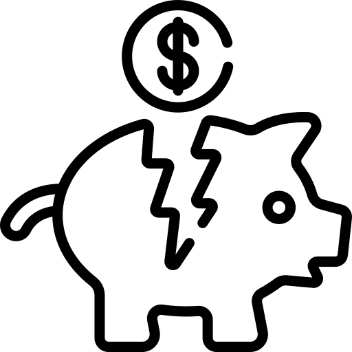 Piggy bank recession savings economy icon