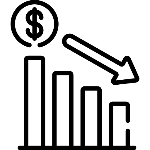 Inflation decrease line bars loss icon