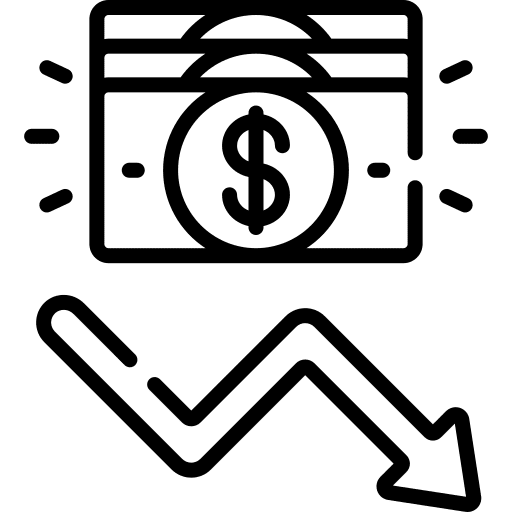 Recession bankruptcy down arrow recession icon