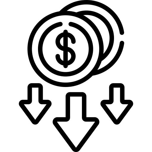 Recession business and finance down arrow banking icon