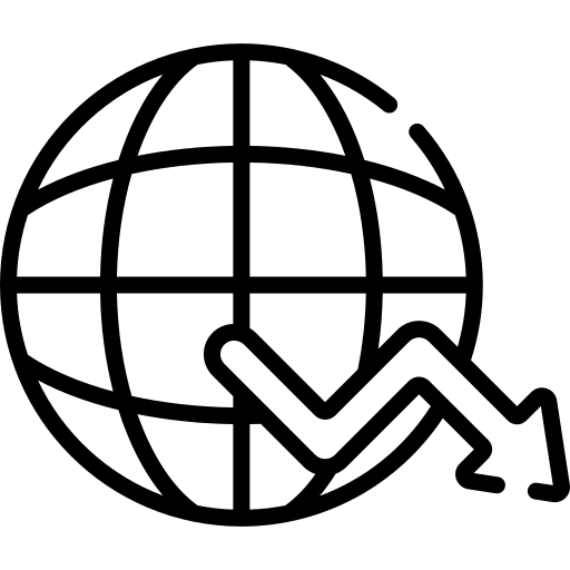 World down arrow business and finance recession icon