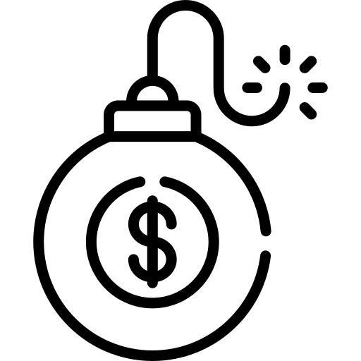 Debt economy bankruptcy banking icon