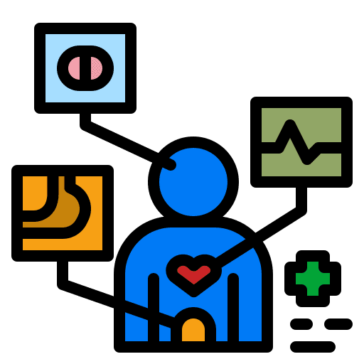 Medical checkup test human body radiography icon