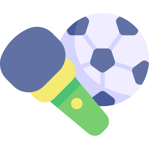 Commentator soccer ball microphone icon