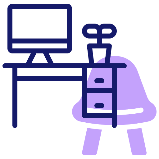 Desk furniture and household table furniture icon