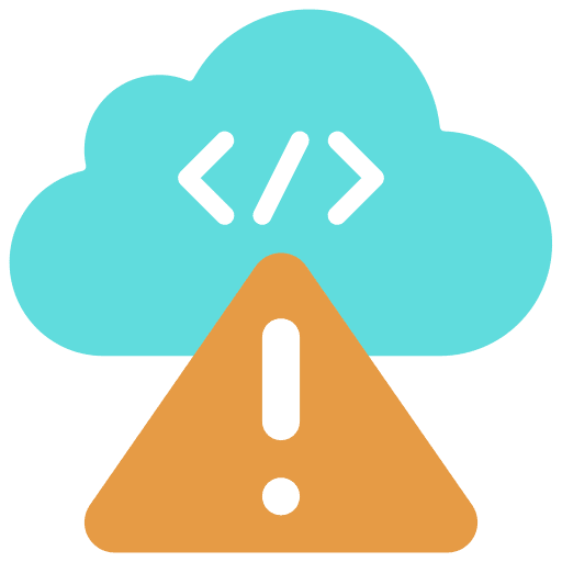 Error coding cloud computing warning icon