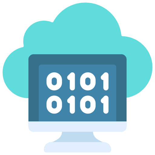 Cloud coding cloud computing binary programming language icon