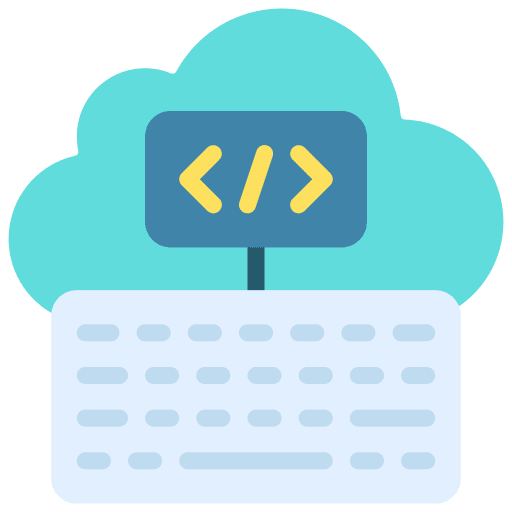 Programming cloud storage web development coding icon