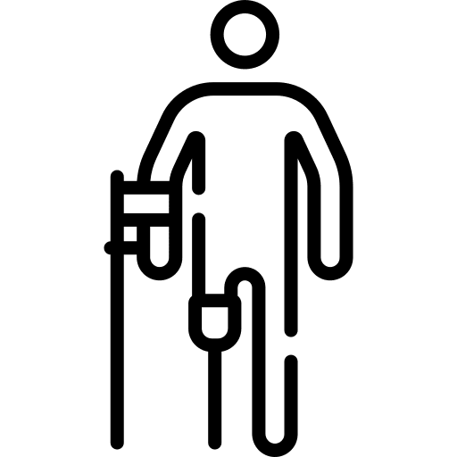 Crippled humanpictos walking aid healthcare and medical icon