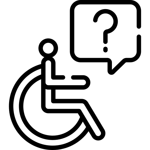 Disabled person healthcare and medical chat communications icon