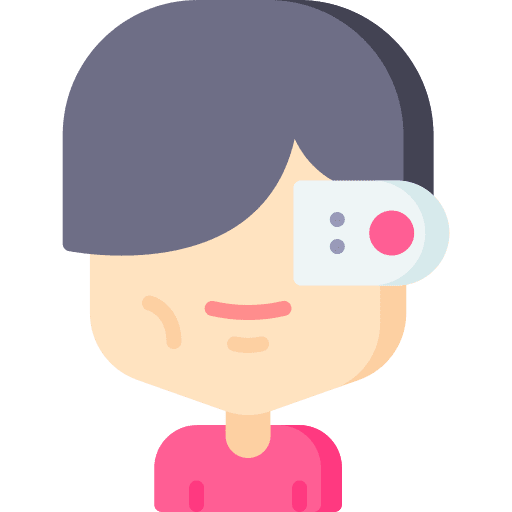 Character vr glasses user black hair icon