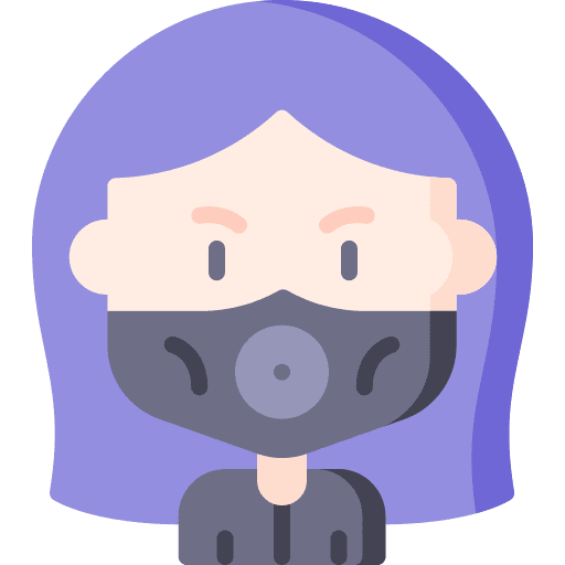 Woman user gas mask cyber punk icon