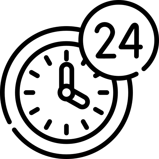 24 hours support clock convenience watch icon