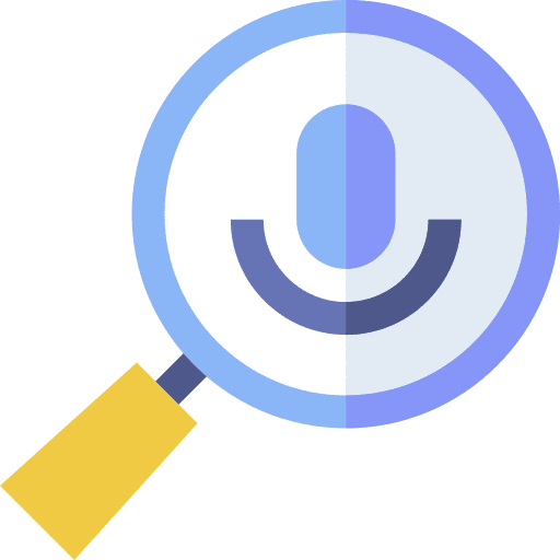 Search music and multimedia magnifying glass microphone icon