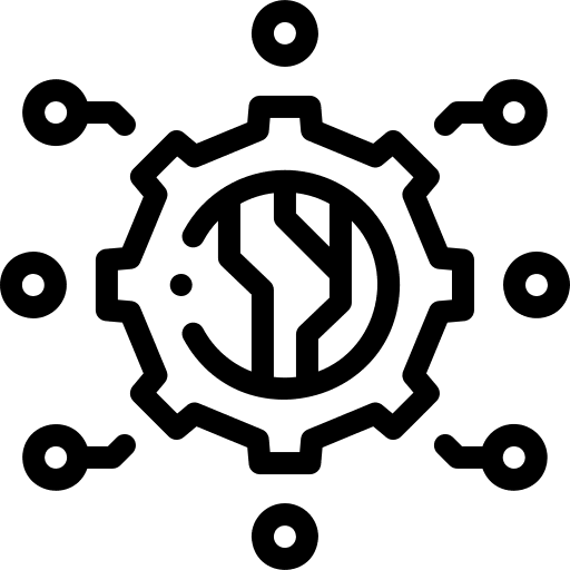 Development gear cyberpunk circuit icon