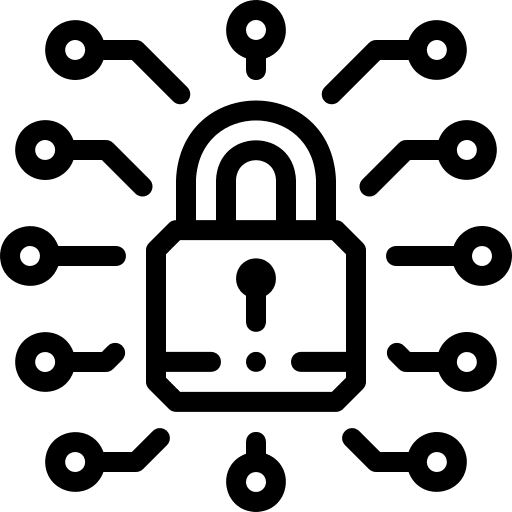 Padlock circuit chip protect icon