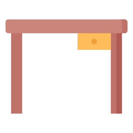 Desk office furniture and household work space icon