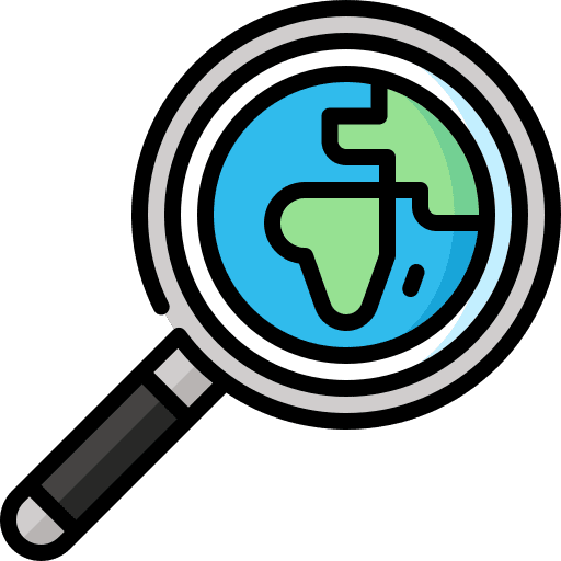 Social science planet earth magnifying glass miscellaneous icon