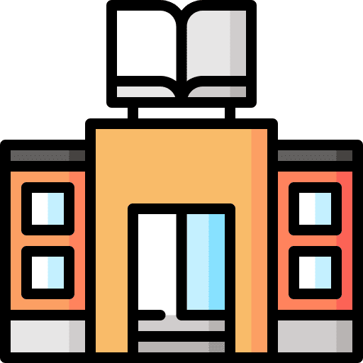 Library bookstore building urban icon