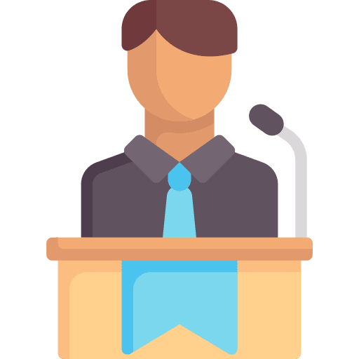 Speech speaker vindication speech icon